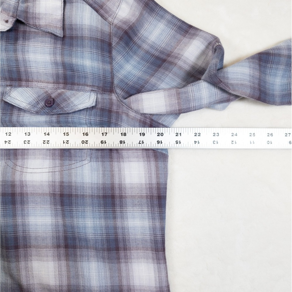 Columbia Omni Shade Plaid Shirt Womens L Purple Soft Lightweight Button Up - Picture 5 of 11